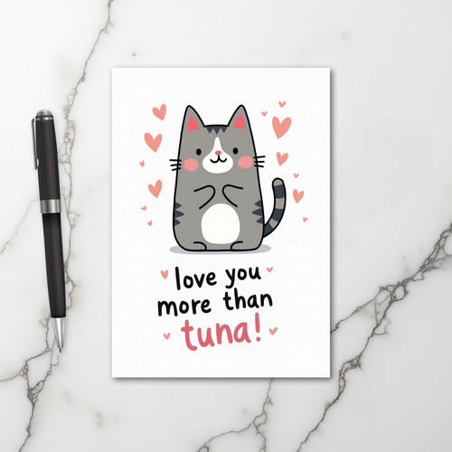 Cute Cat Love You Tuna Card