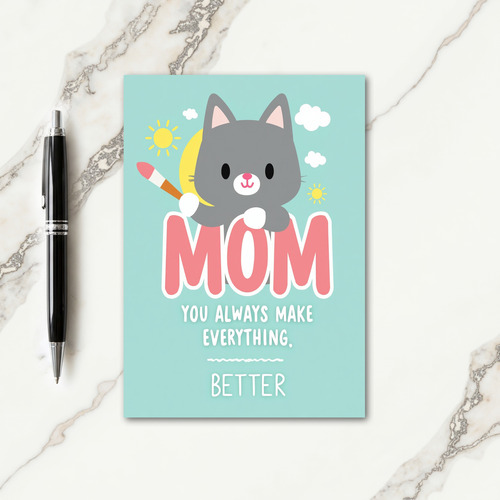 Cute Cat Moms Day Message Card