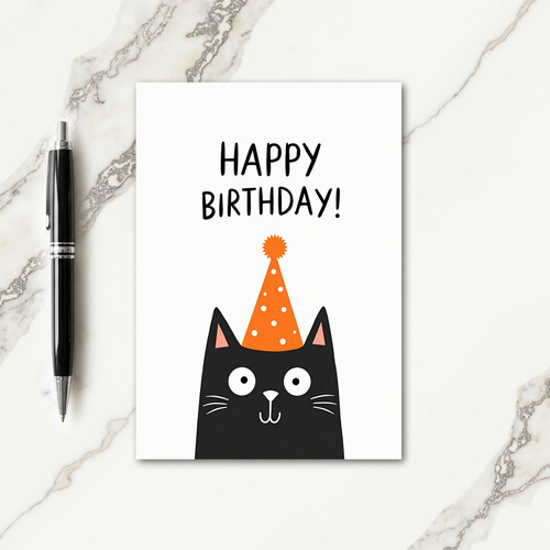 Cute Cat Party Hat Card