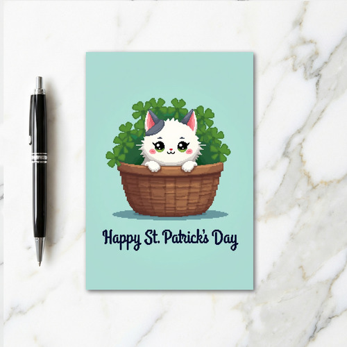 Cute Cat Patrick Day Happy Card