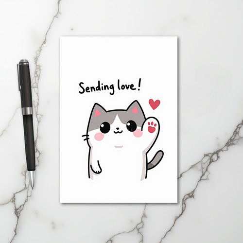 Cute Cat Sending Love Card