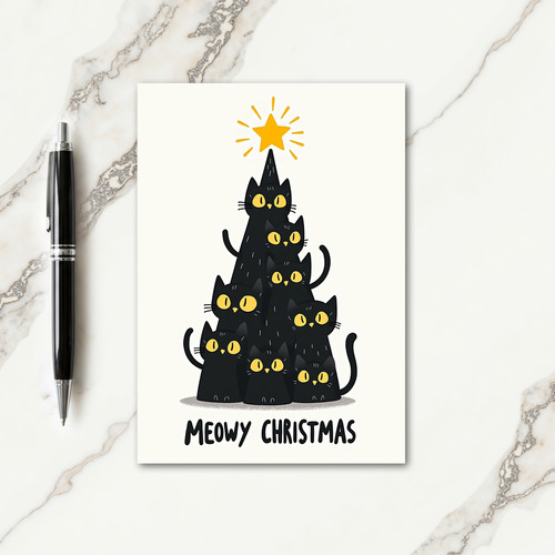 Cute Cat Tree Christmas Card