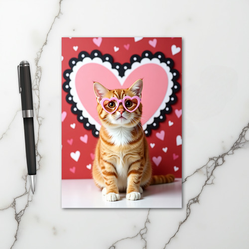 Cute Cat Valentines Heart Card