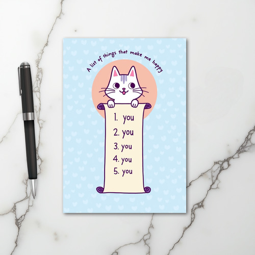 Cute Cat You Make Me Happy Card