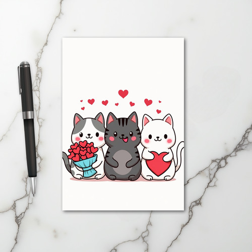 Cute Cats Love Hearts Card