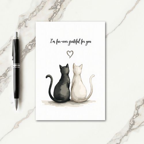 Cute Cats Watercolor Birthday Card