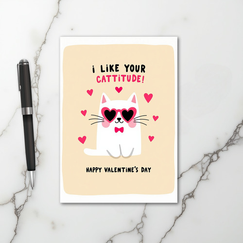 Cute Cattitude Valentine Card
