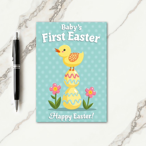Cute Chick Egg Tower Baby Card