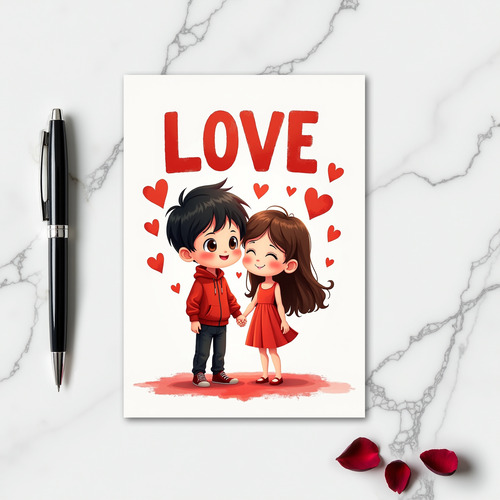 Cute Couple Love Hearts Card