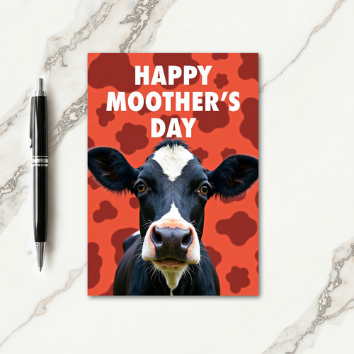 Cute Cow Mothers Day Art Card