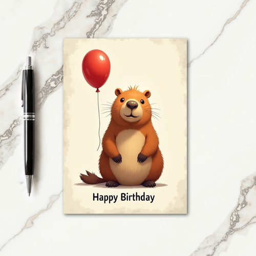 Cute Creature Balloon Birthday Card