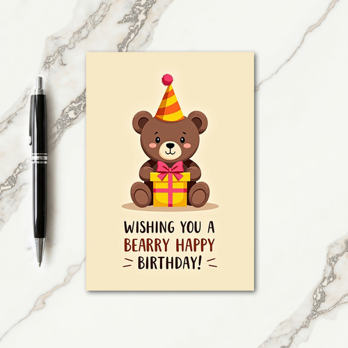 Cute Cub Pompom Hat Card