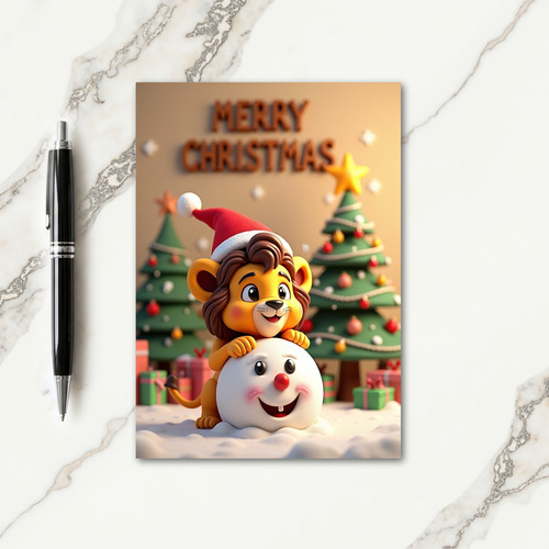 Cute Cub Snow Christmas Card thumbnail