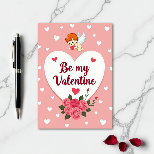 Cute Cupid Valentine Hearts Card