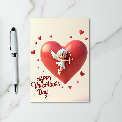 Cute Cupid Valentines Heart Card