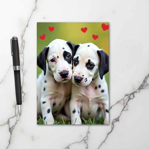 Cute Dalmatian Puppies Love Card