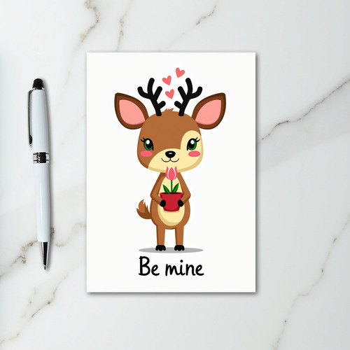 Cute Deer Be Mine Valentine Card