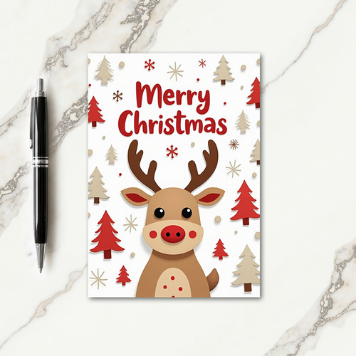 Cute Deer Christmas Card