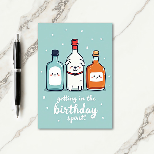 Cute Dog Bottle Birthday Card