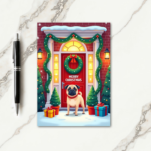 Cute Dog Christmas Home Card thumbnail