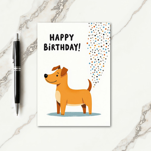 Cute Dog Confetti Birthday Card