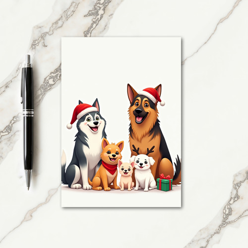 Cute Dog Family Christmas Card