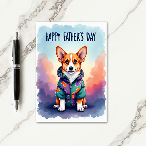 Cute Dog Fathers Day Puffer Jacket Card