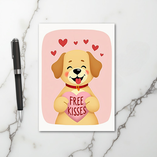 Cute Dog Free Kisses Love Card