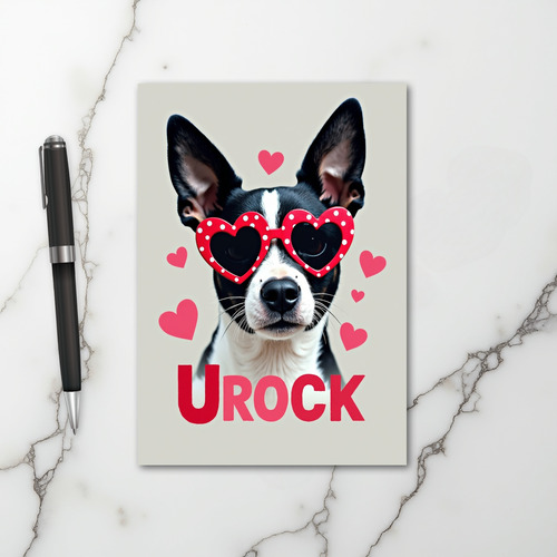 Cute Dog Urock Valentine Card