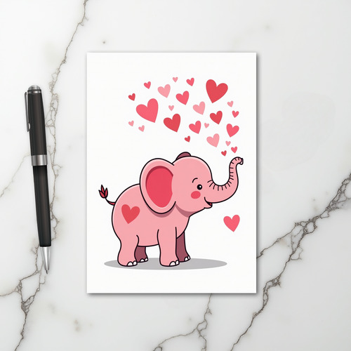 Cute Elephant Hearts Love Card