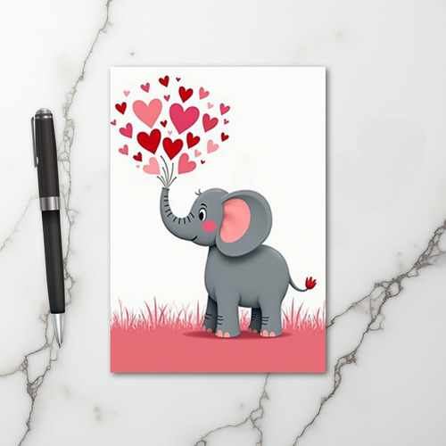 Cute Elephant Love Hearts Card