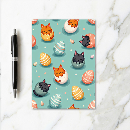 Cute Feline Hatching Pattern Card