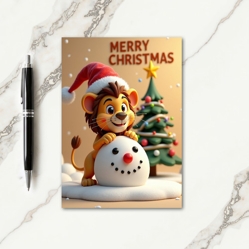 Cute Feline Snow Play Card thumbnail