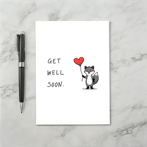 Cute Fox Get Well Card