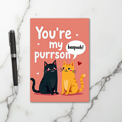 Cute Funny Purrson Cat Love Card