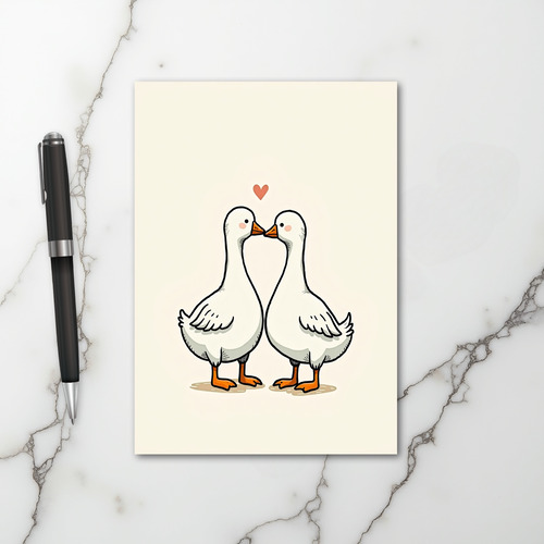 Cute Geese Couple Love Card