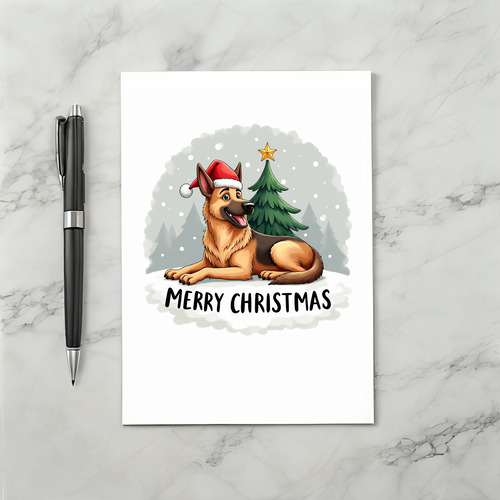 Cute German Shepherd in Santa Hat Christmas Card