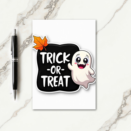 Cute Ghost Trick Or Treat Card