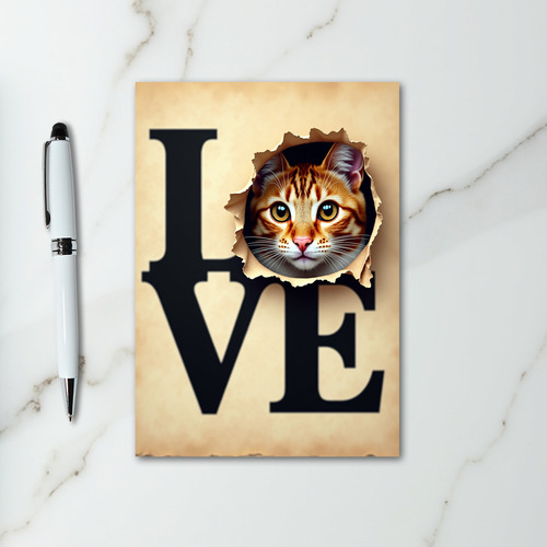 Cute Ginger Cat Love Card