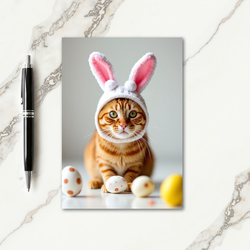Cute Ginger Tabby Cat Portrait Card