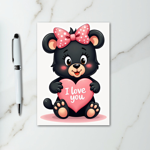 Cute Girl Bear I Love You Card