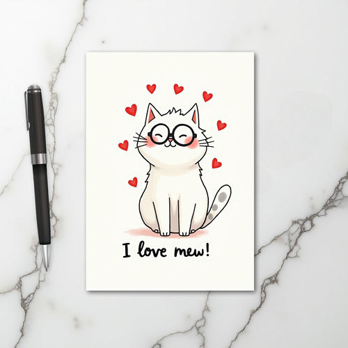 Cute Glasses Cat Love Card