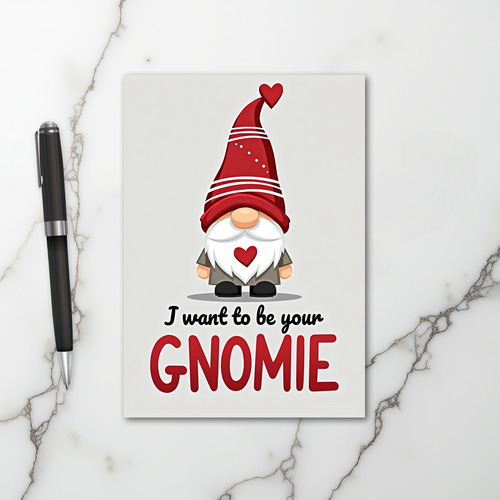 Cute Gnome Valentine Gnomie Card