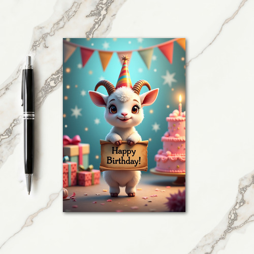 Cute Goatling Birthday Card