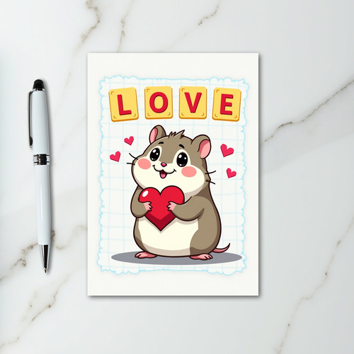 Cute Hamster Love Heart Card