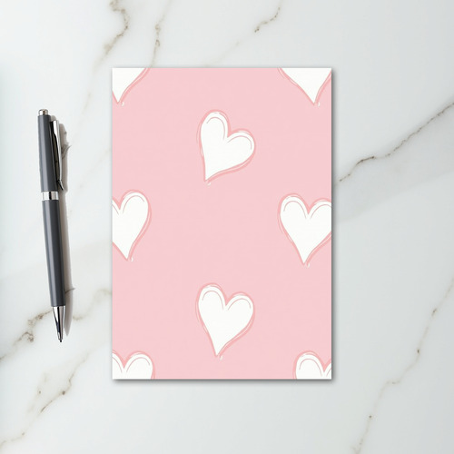Cute Hand Drawn Pink Hearts Card