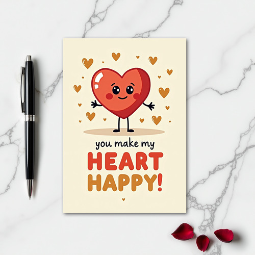 Cute Happy Heart Pattern Card