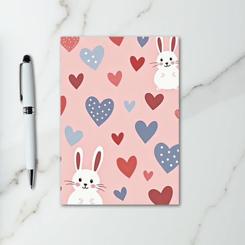 Cute Hearts Bunny Valentine Card