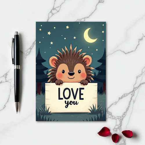 Cute Hedgehog Love You Card
