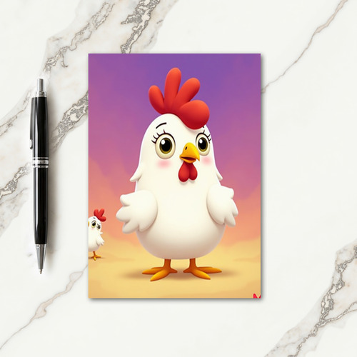Cute Hen And Chick Art Card